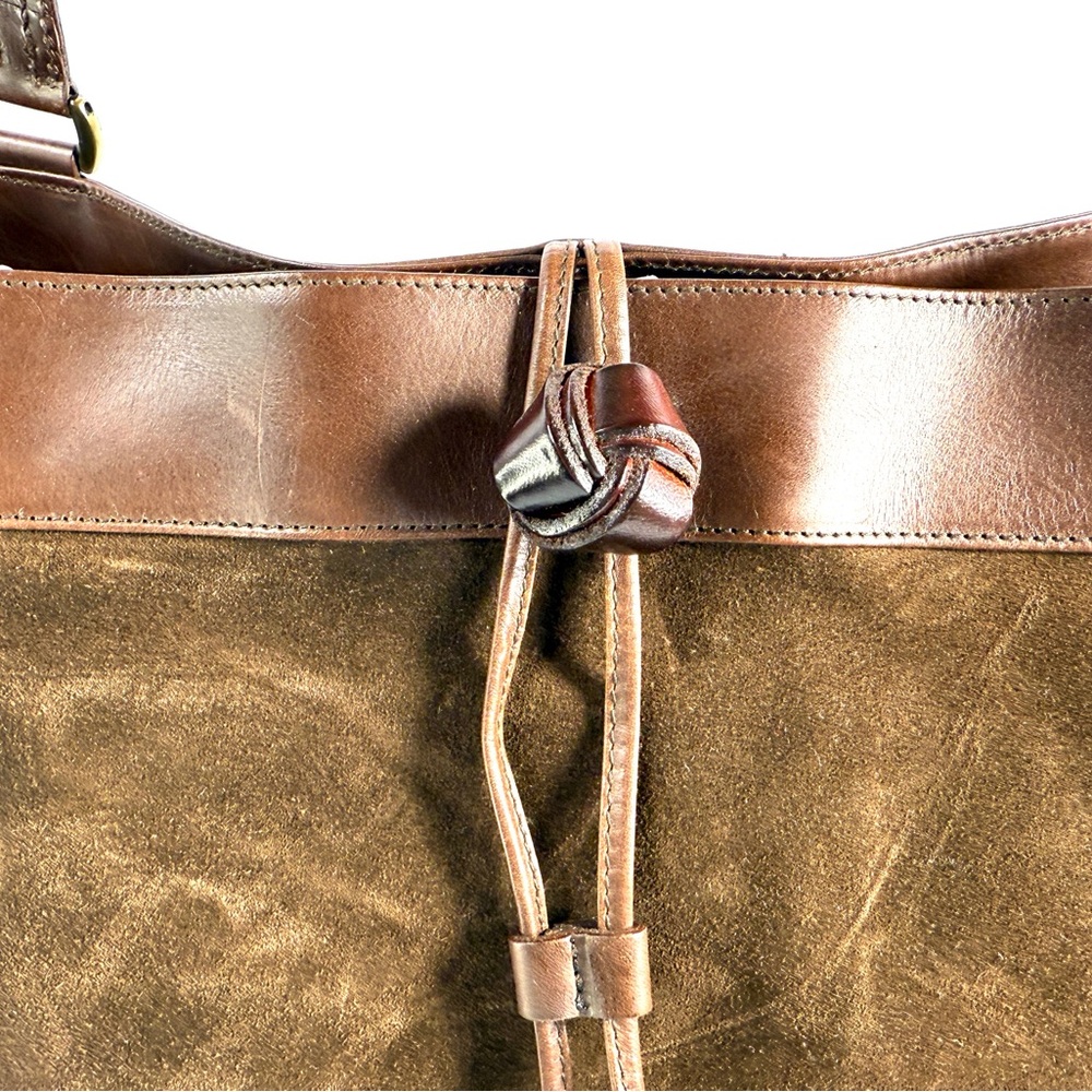 Saks Fifth Avenue Brown Leather and Suede Shoulder Bag - Picture 4 of 15